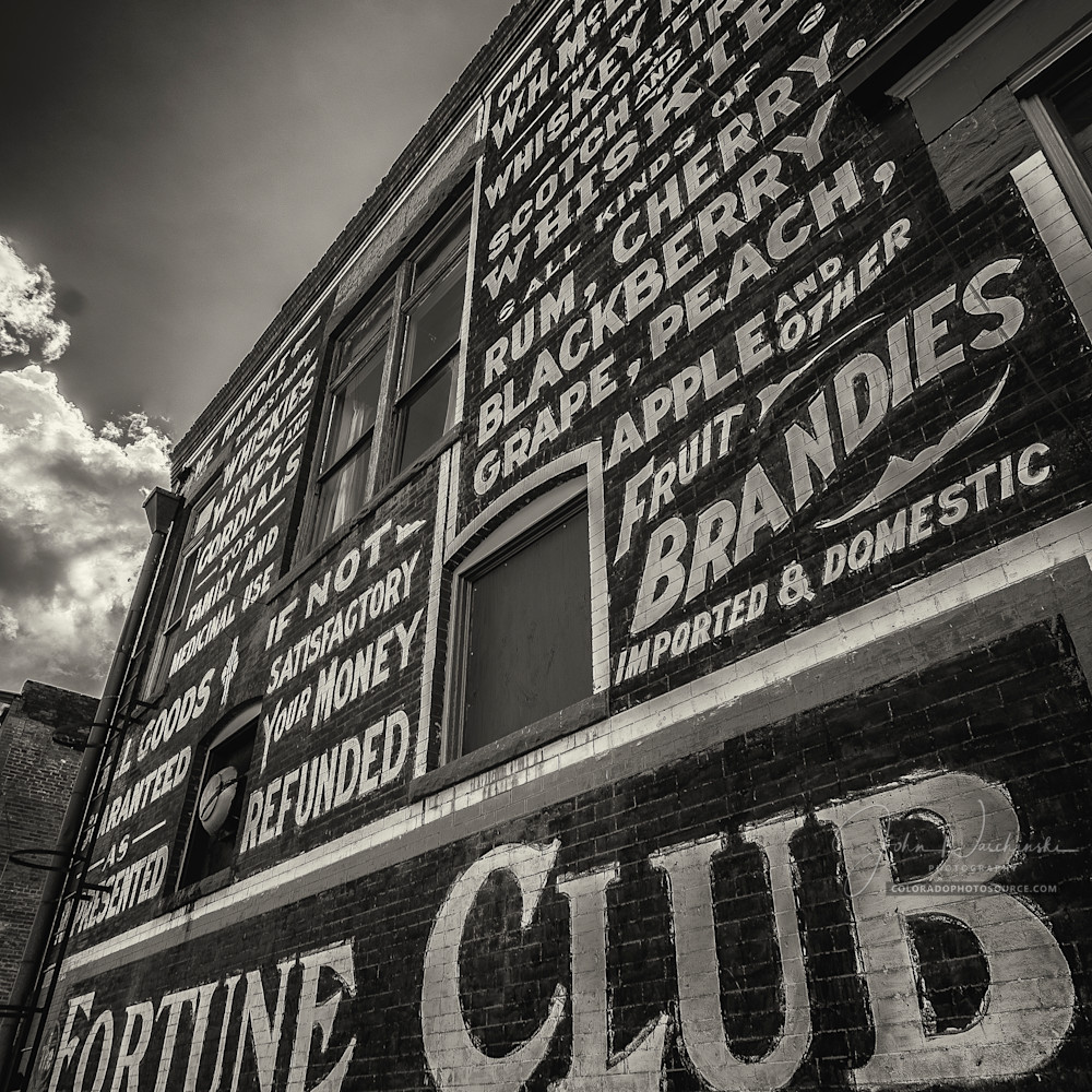 B&W Photo Side of Fortune Club Diner Building Victor Colorado
