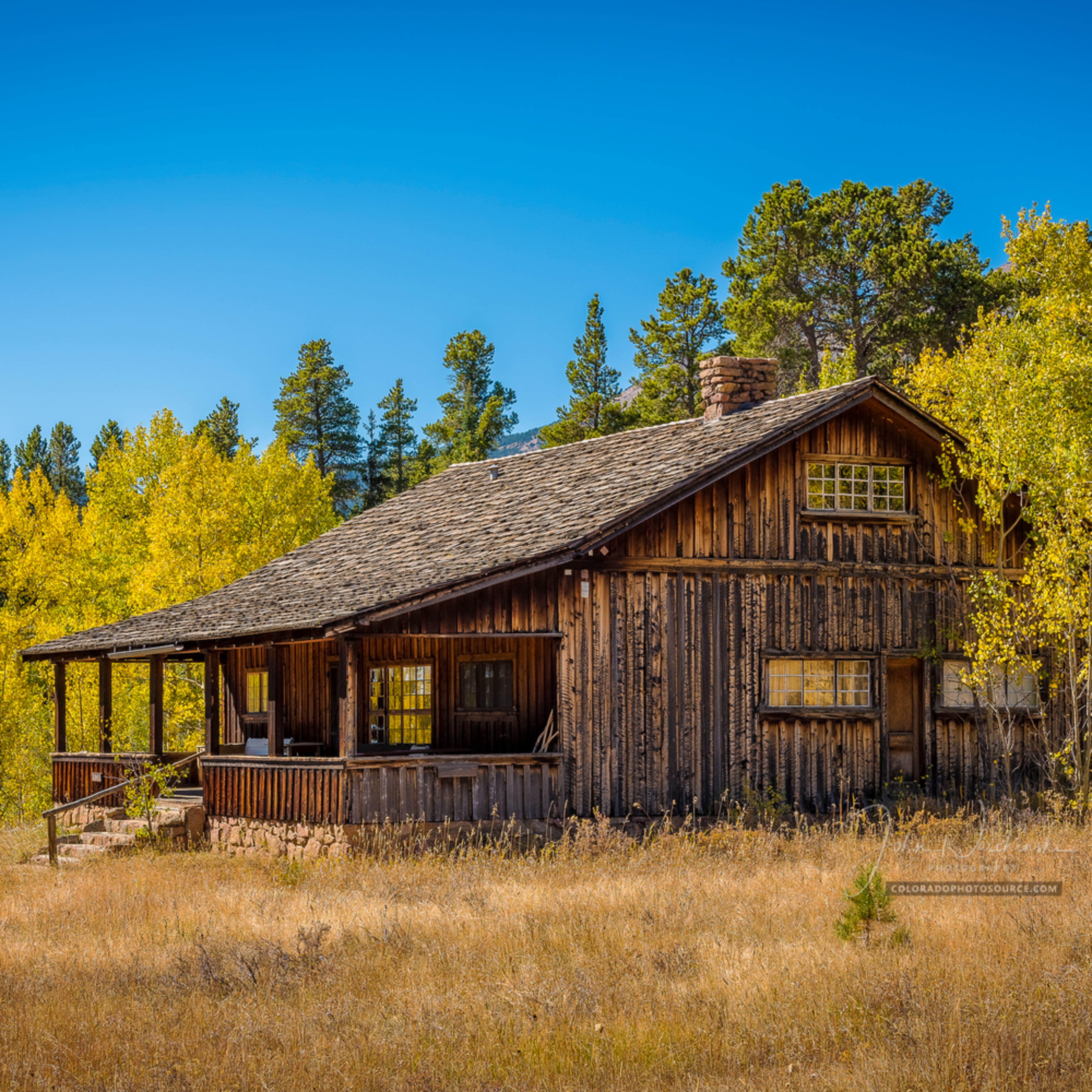 Landscape Photo of Old Weathered Cedar Colorado Ranch Home