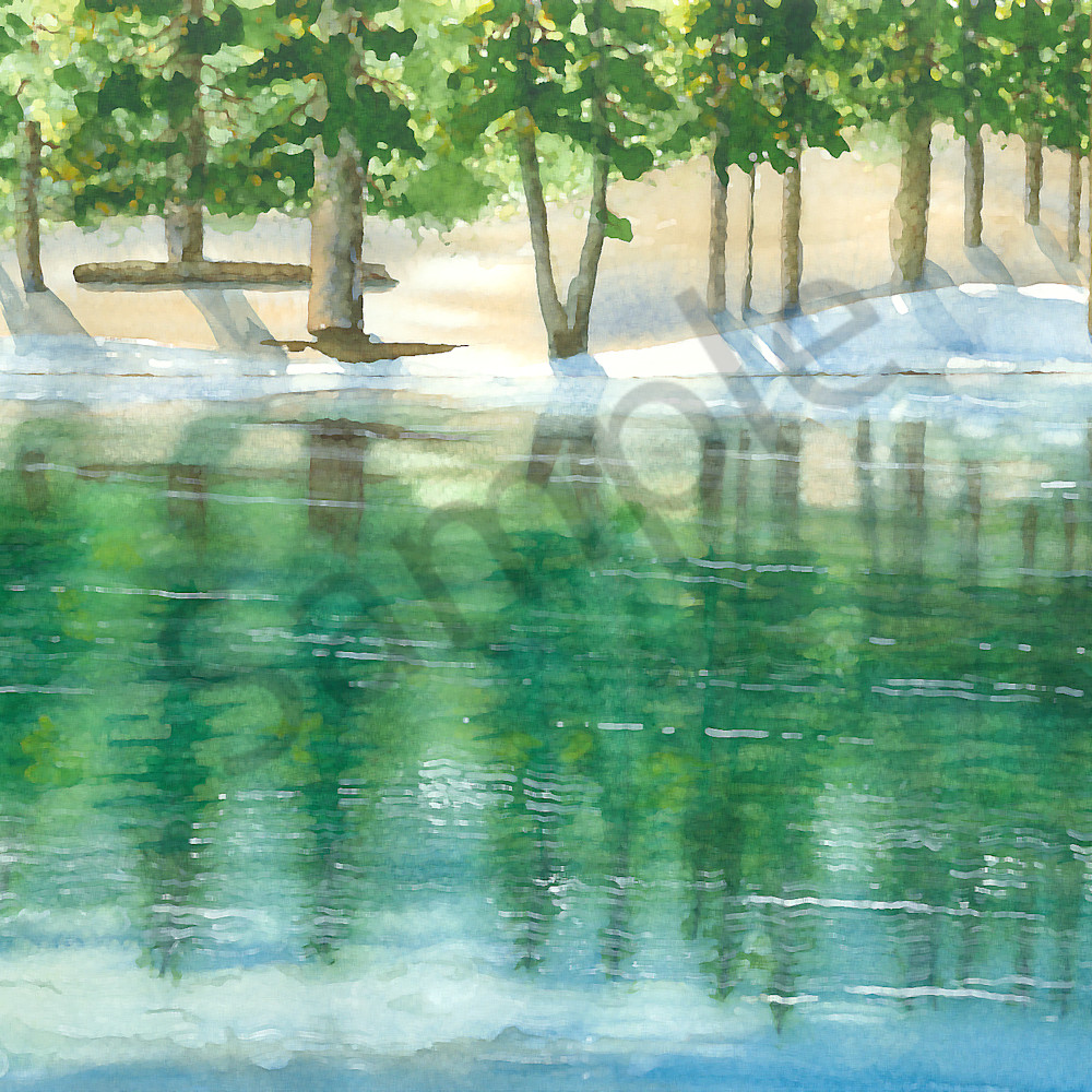 Water012019   watercolor painting   green valley lake reflection big bear 2019   ps paint daubs fcvjr4