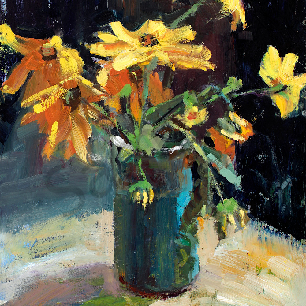 11 162 yellow flowers in green vase 8 x 10 lkvjk3