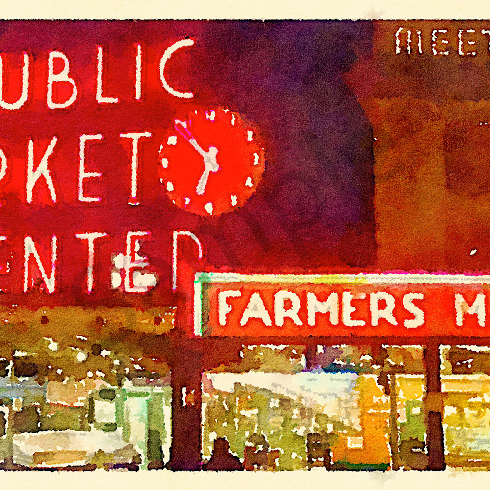 Large pikes market watercolour 2020 signed eyrn5f