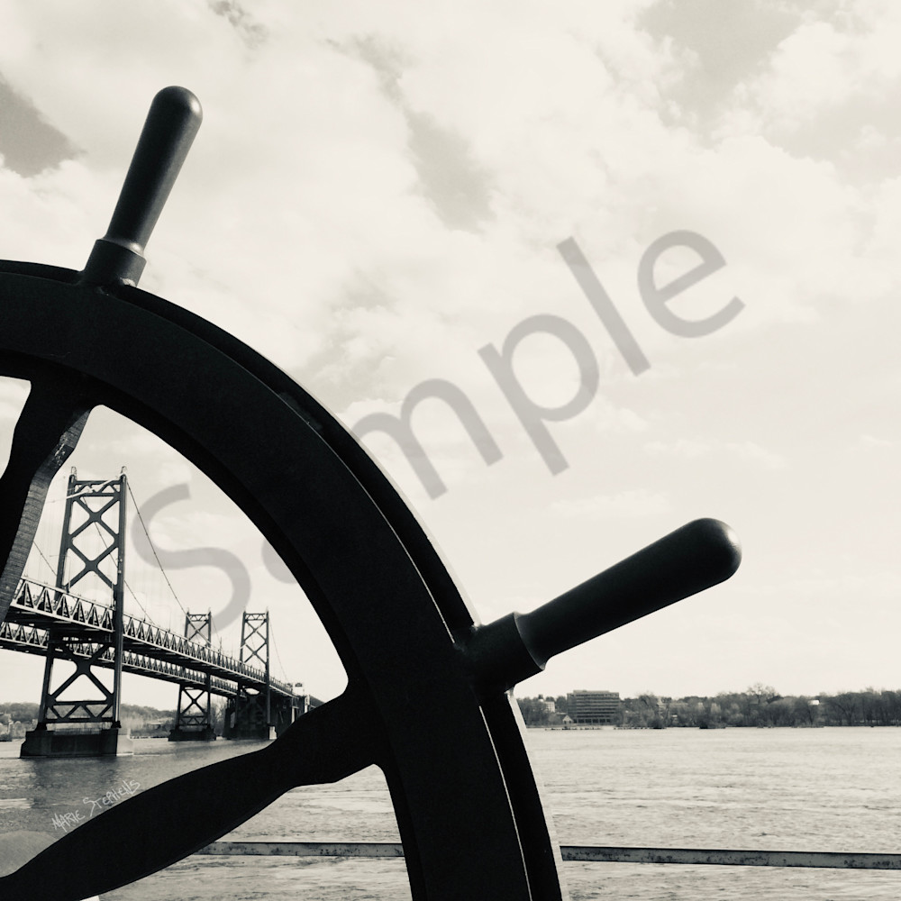 I74 bridge framed by captain s wheel photo ifa1ka