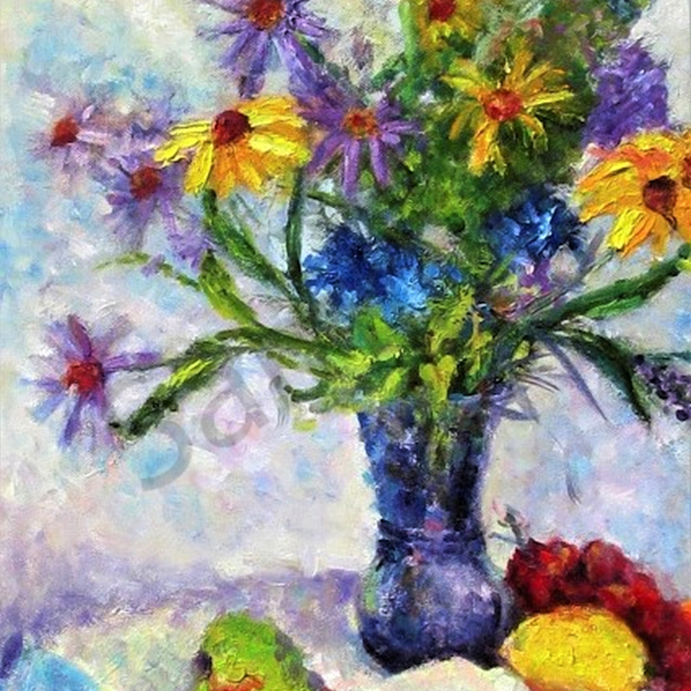 Purple vase with flowers and fruit 16 x 20 resized f3xktc