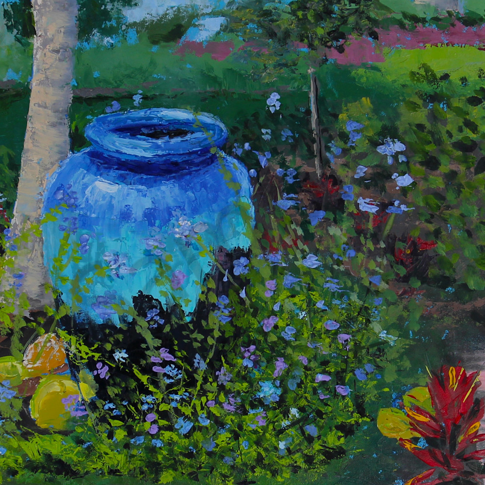 Blue jar in the garden custom x7kwkk