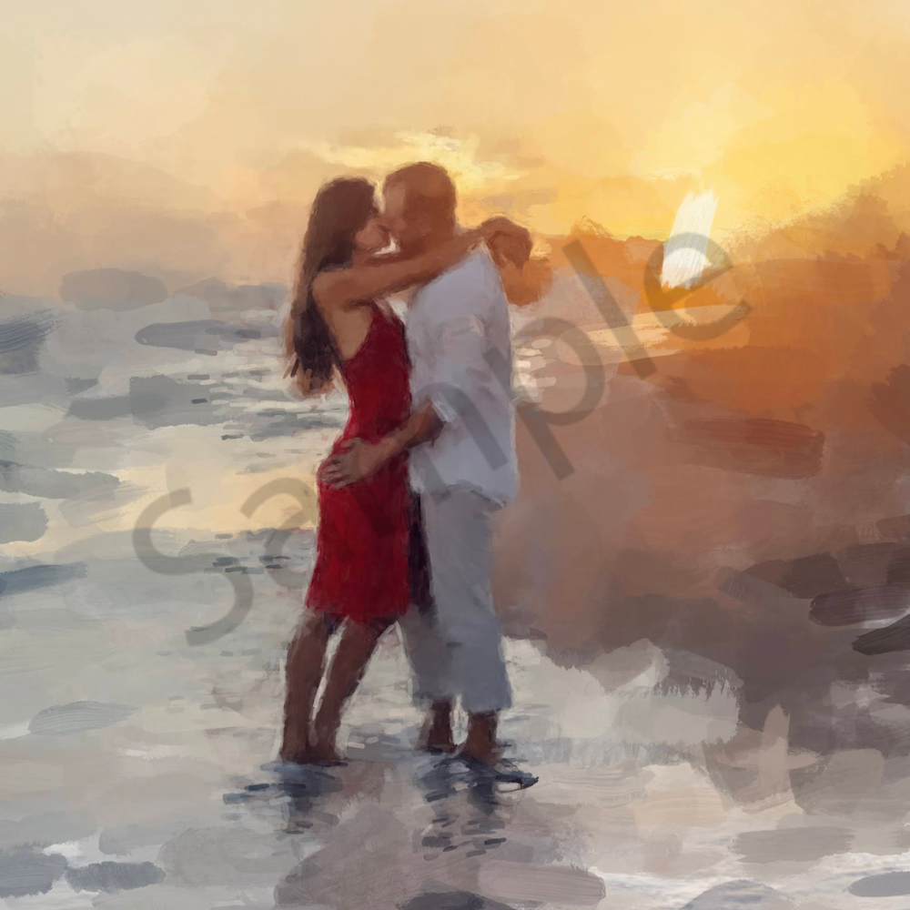Kissing on the beach qrbklc