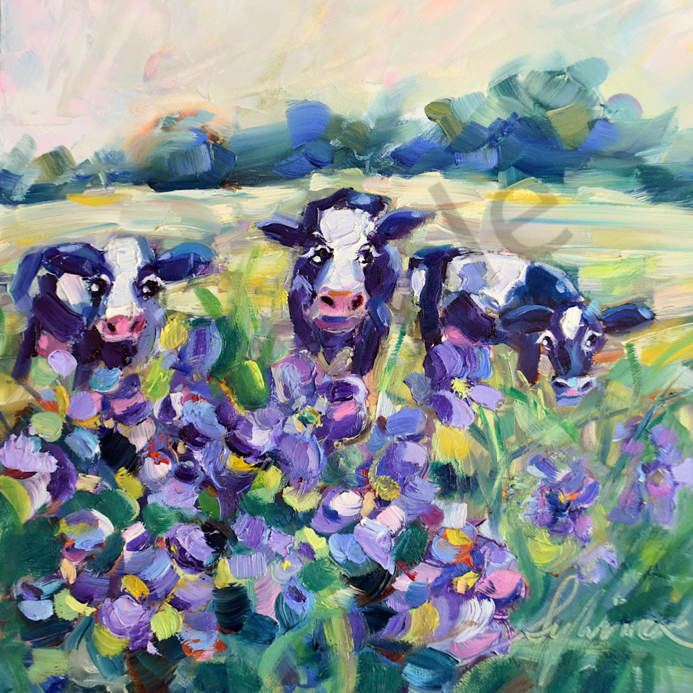 Sylvina rollins cows in the violets oil painting asf upload 1 17 2022 em1ope