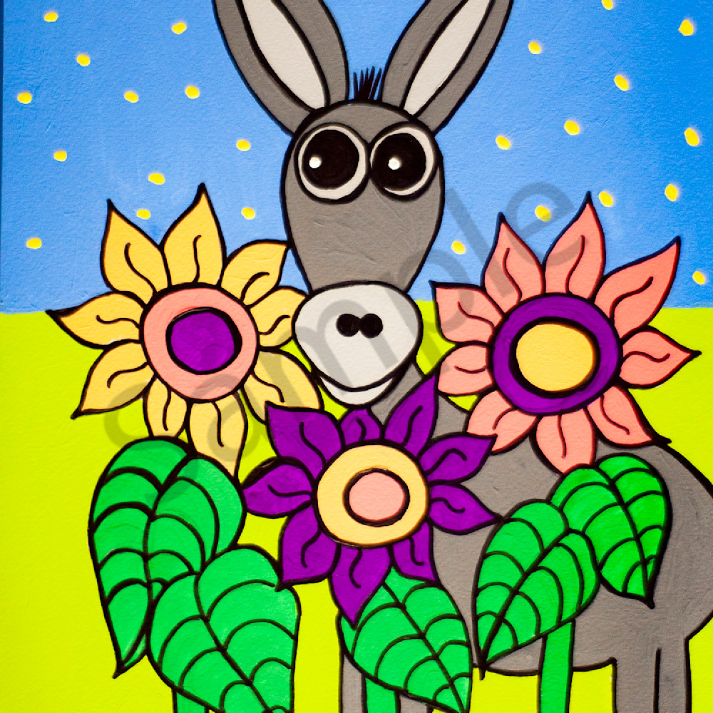 Donkey in the flowers xadhwe