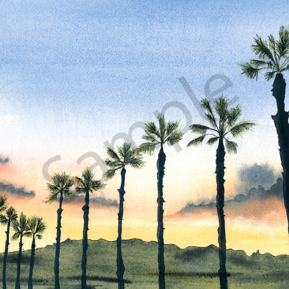Watercolor paintings palm trees over escondido 2022   original rgb sat gryh1e