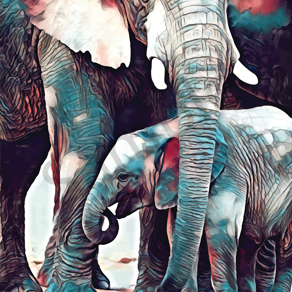 Elephant and calf yhrfnq