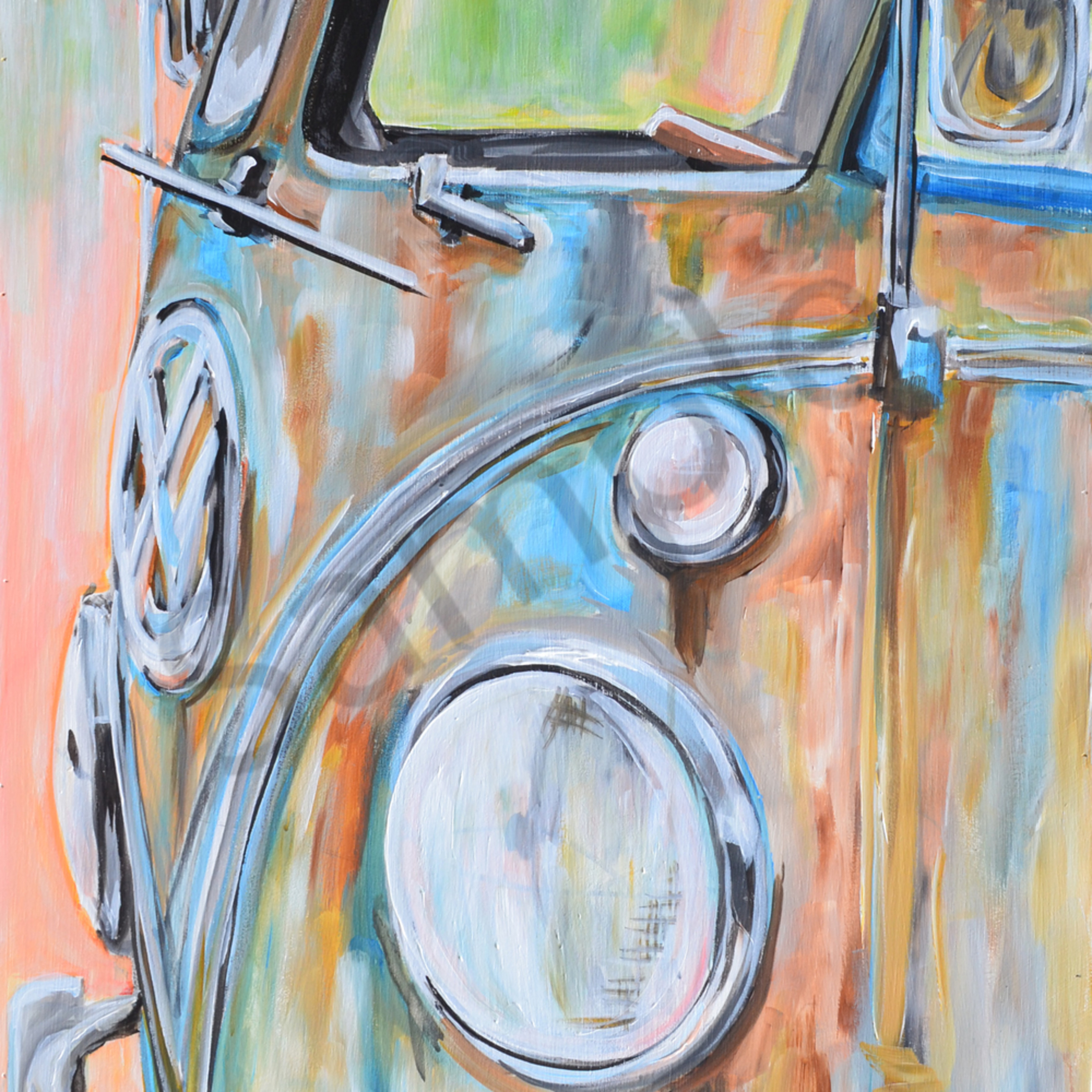 Lg Bus Patina Painting Art Motorgirl Studios