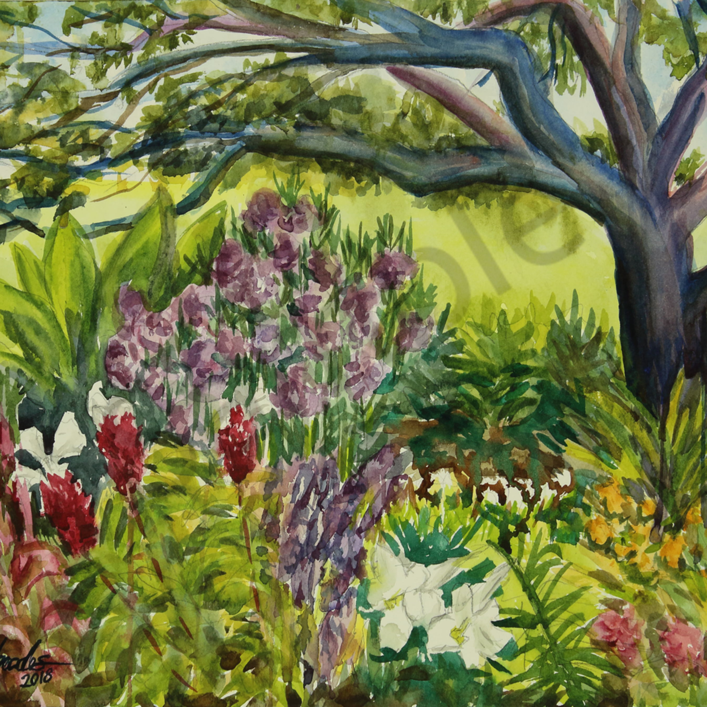 botanical, garden, Baton Rouge, flowers, floral, landscape, watercolor