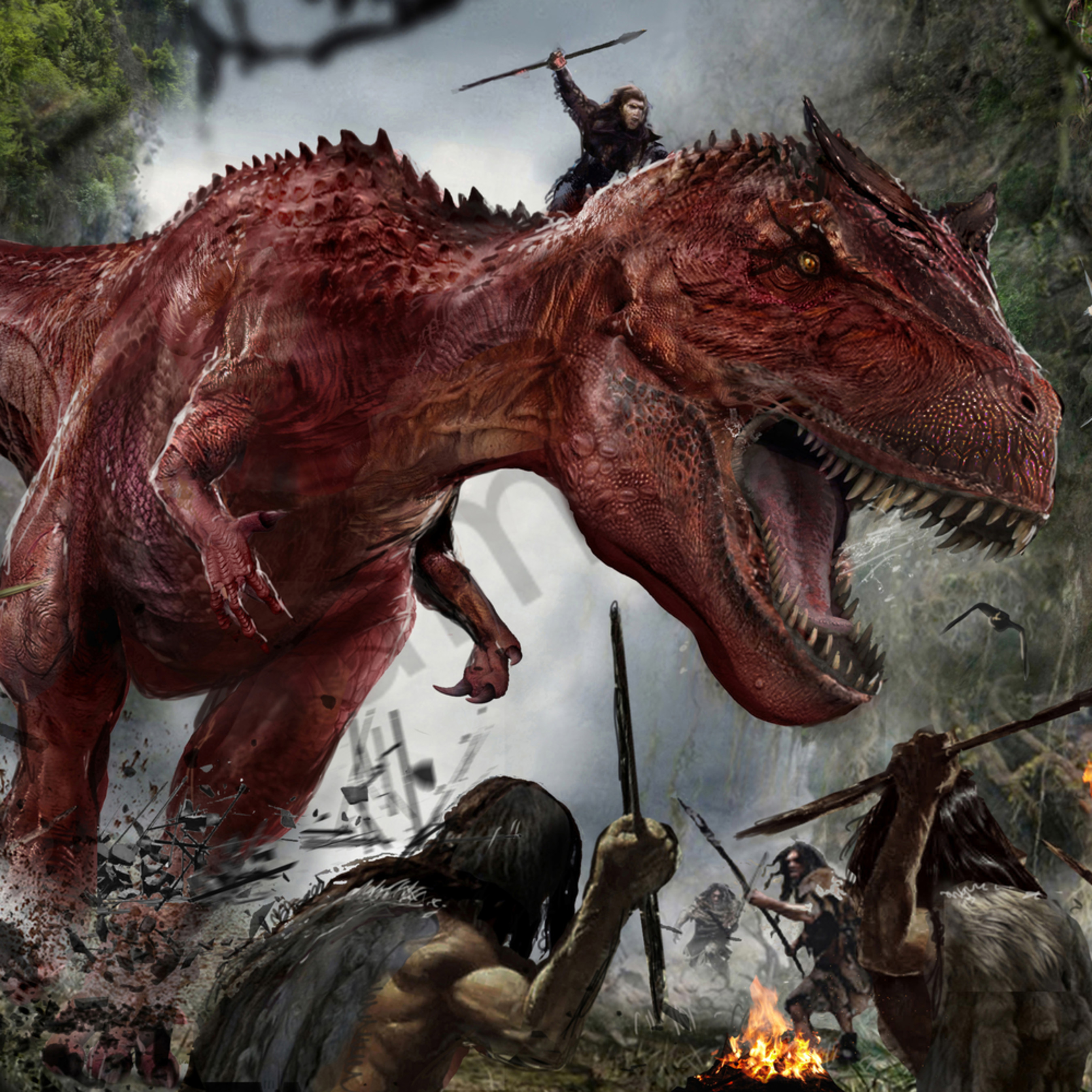 dinosaur with devil horns