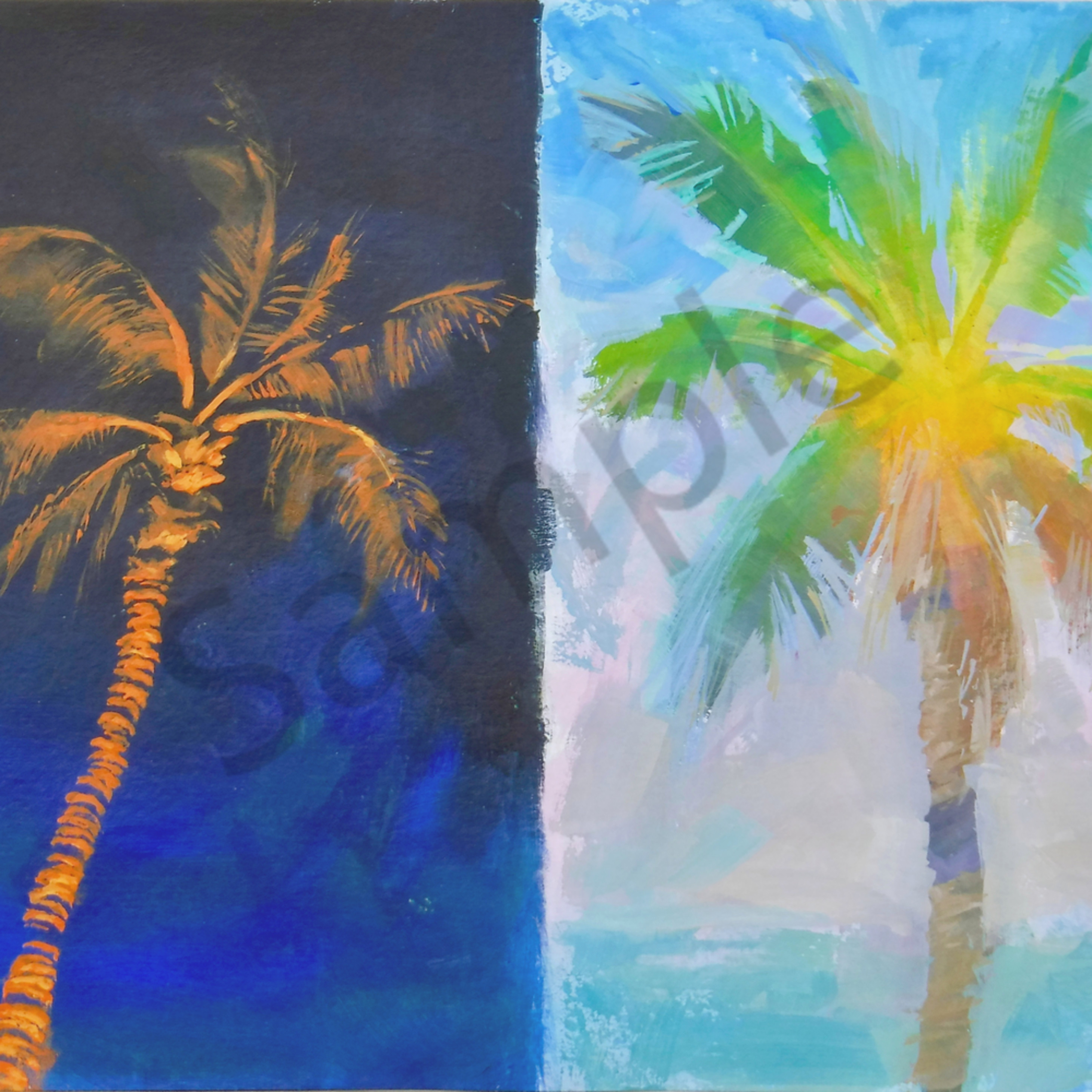 Hawaii Acrylic Art Night And Day By Mark Martel