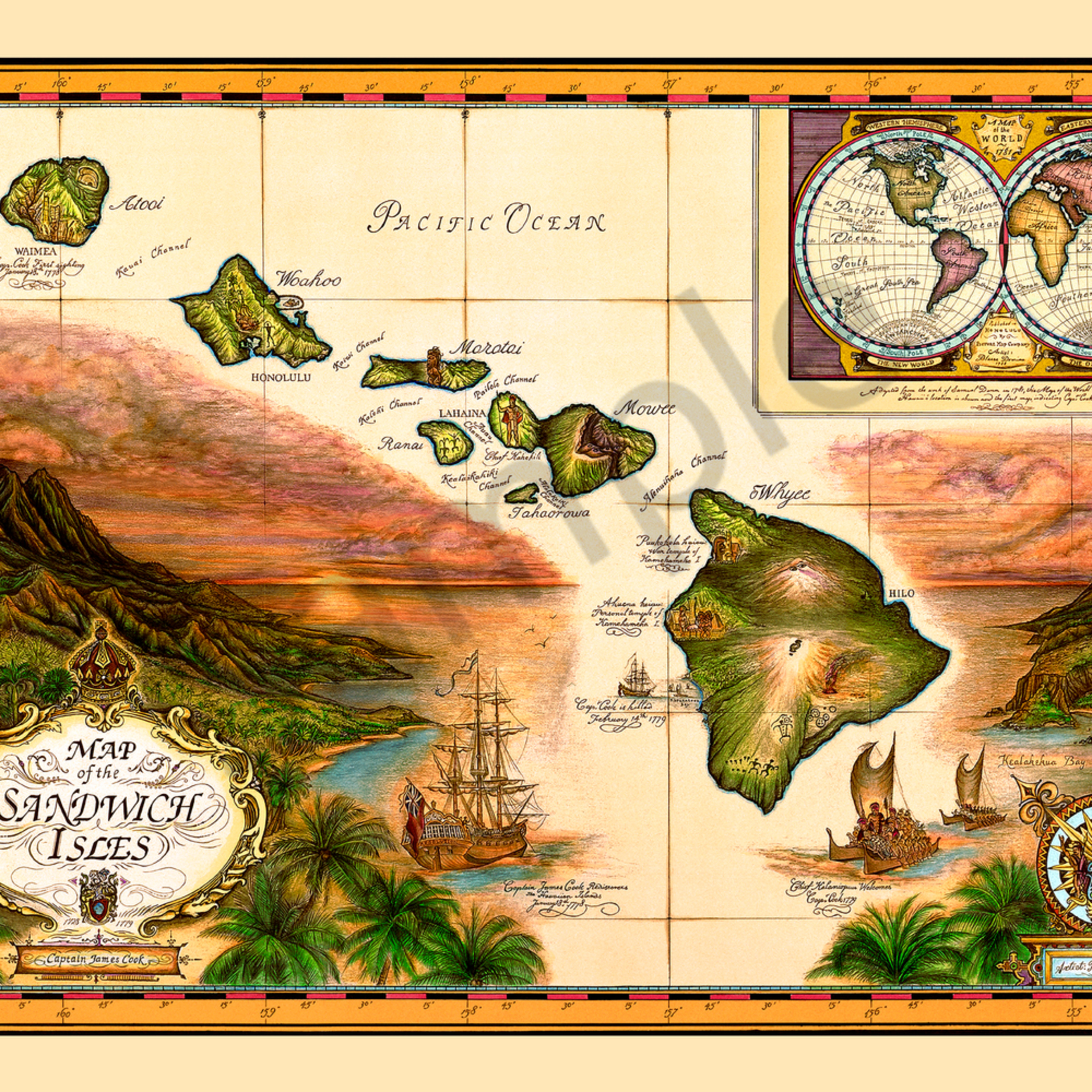 Blaise Domino Sandwich Isles Historical Map