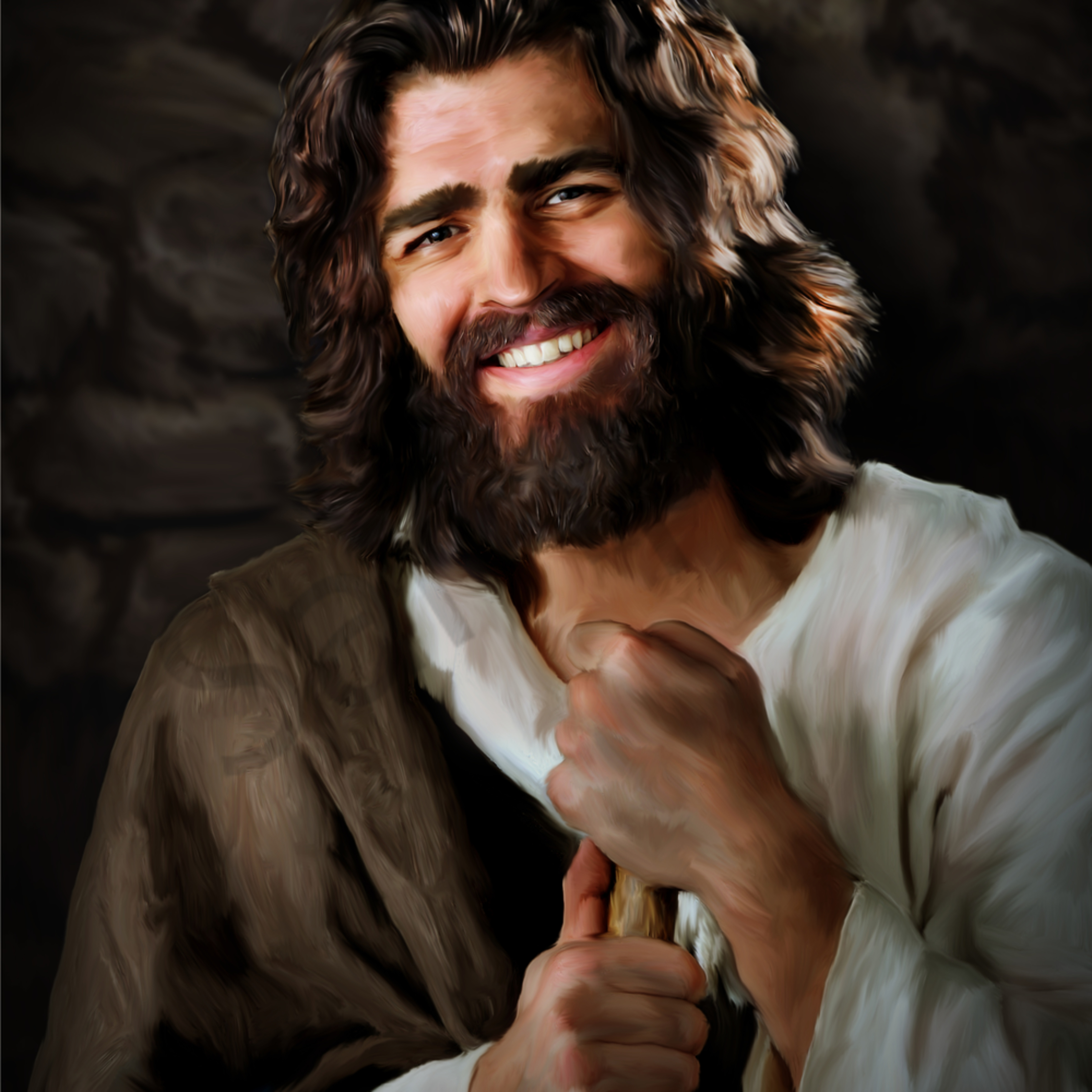 Jesus Standing With Staff