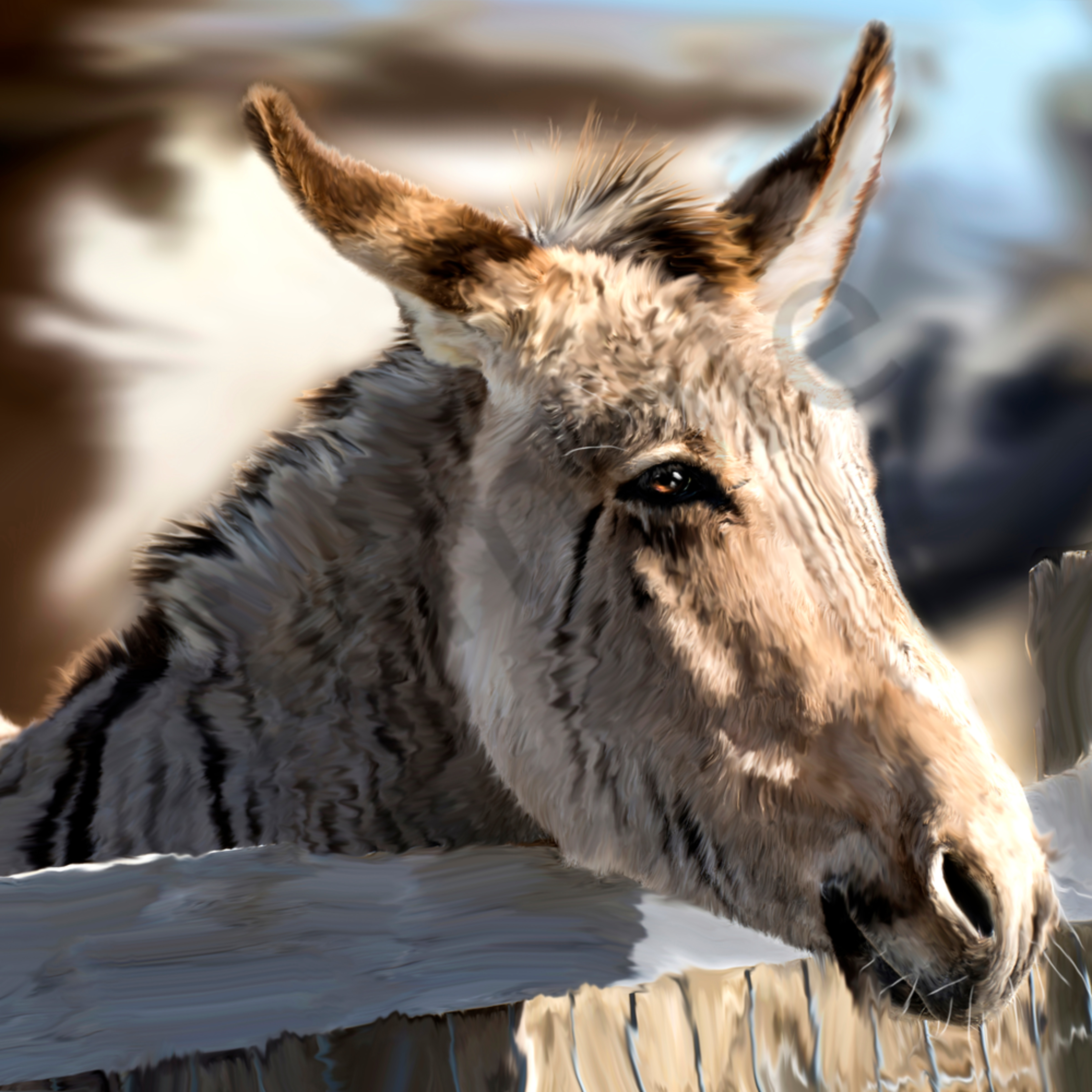Digital Art Painting Of A Donkey Zebra Hybrid
