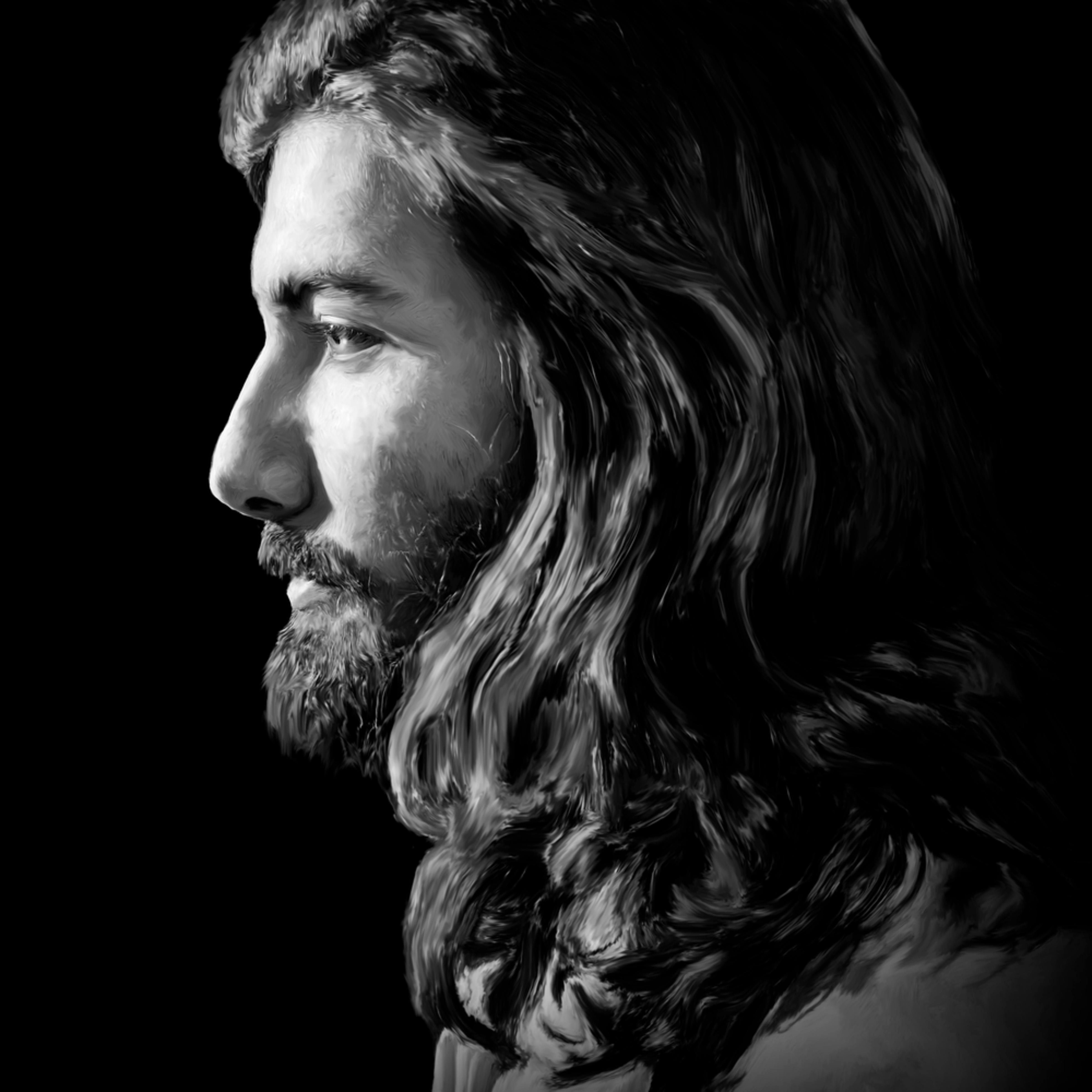 Jesus In Profile Black And White