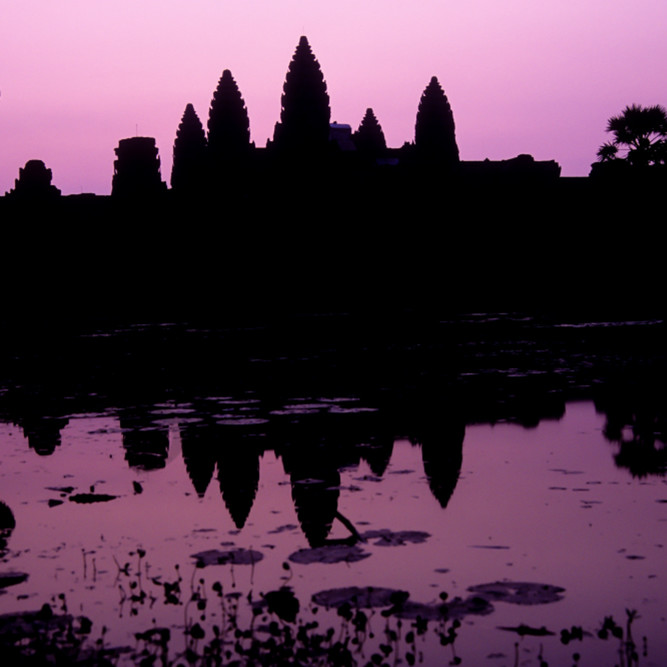 Pink And Purple Sunrise Over Angkor Wat Fine Art Photograph Print