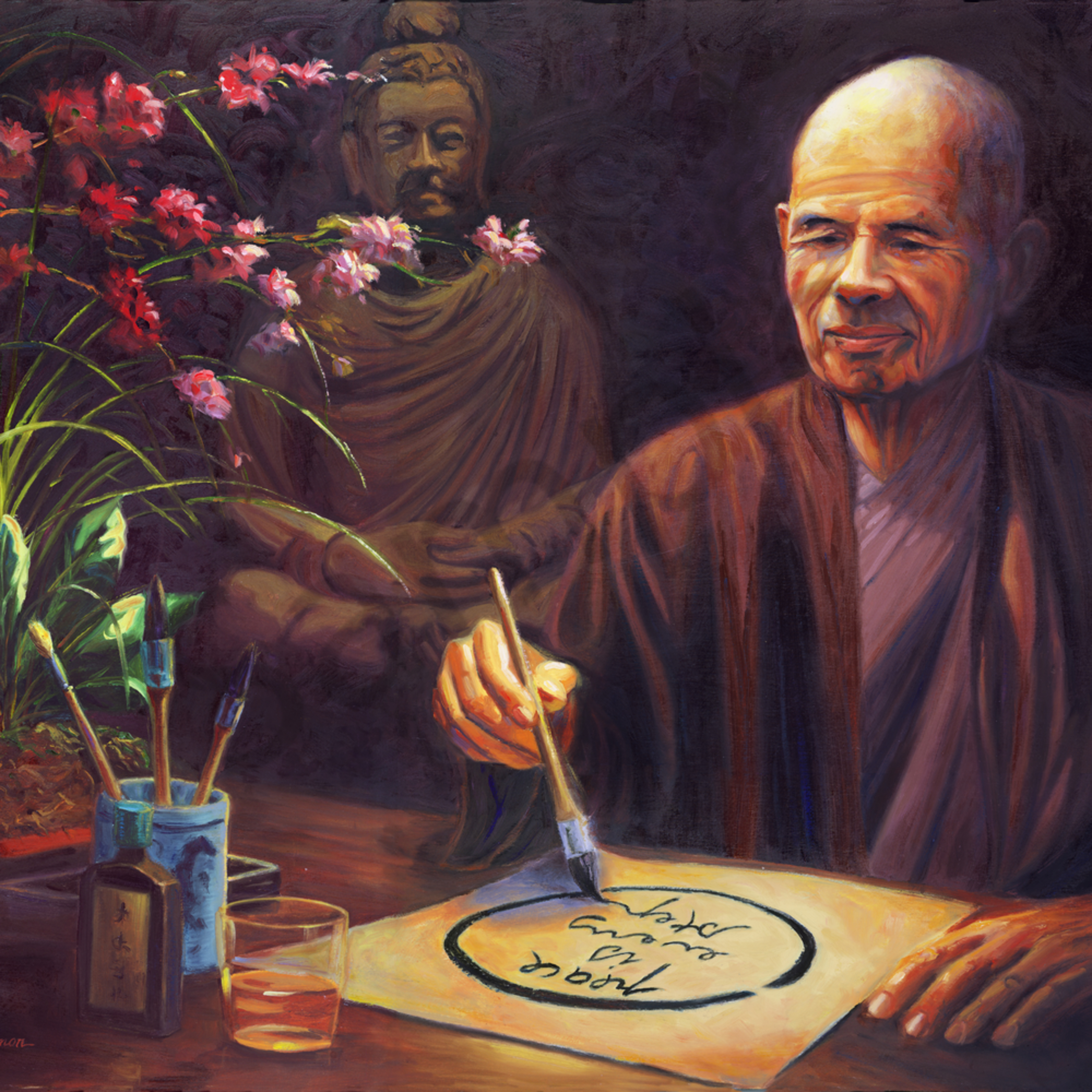 Thich Nhat Hanh Portrait Painting By Steve Simon Thích hạnh tuệ | ôn tập quyển 1 phật học phổ thông. fine art paintings and prints