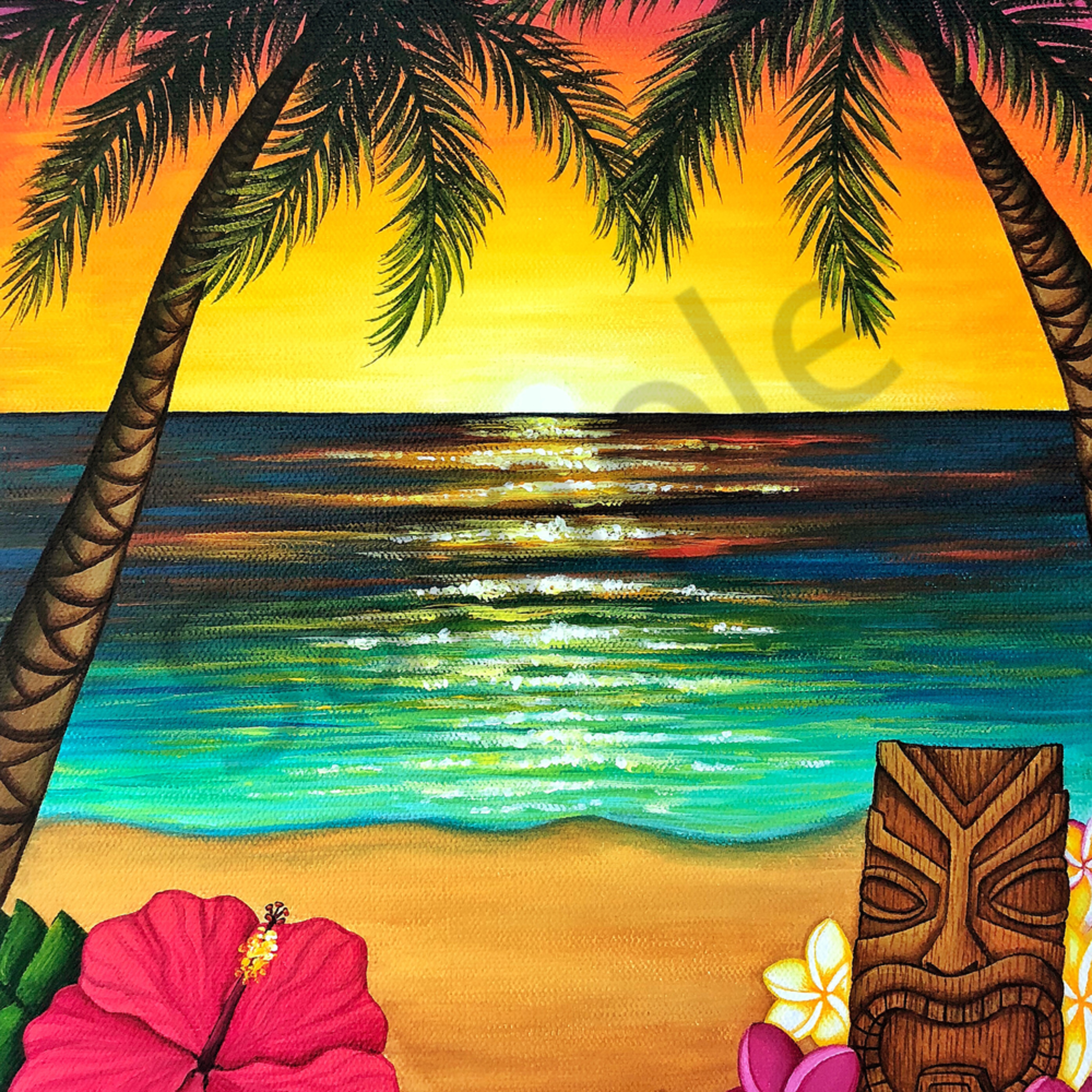 Hawaii Art Tiki Beach By Stephanie Boinay