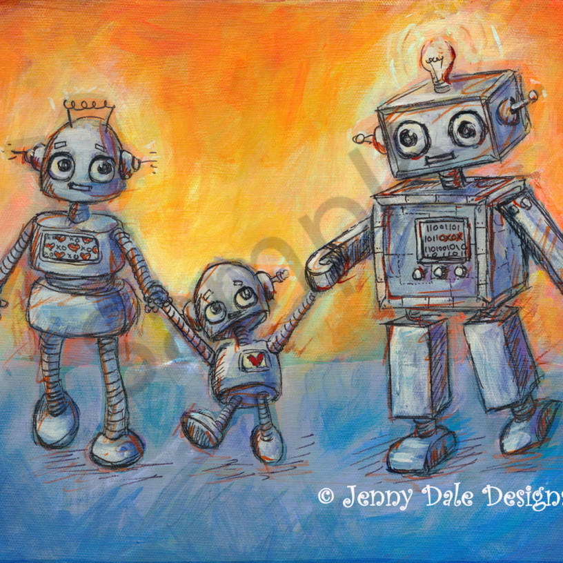 Robot Family Art Jenny Dale Designs Robot Family Art Jenny Dale Designs