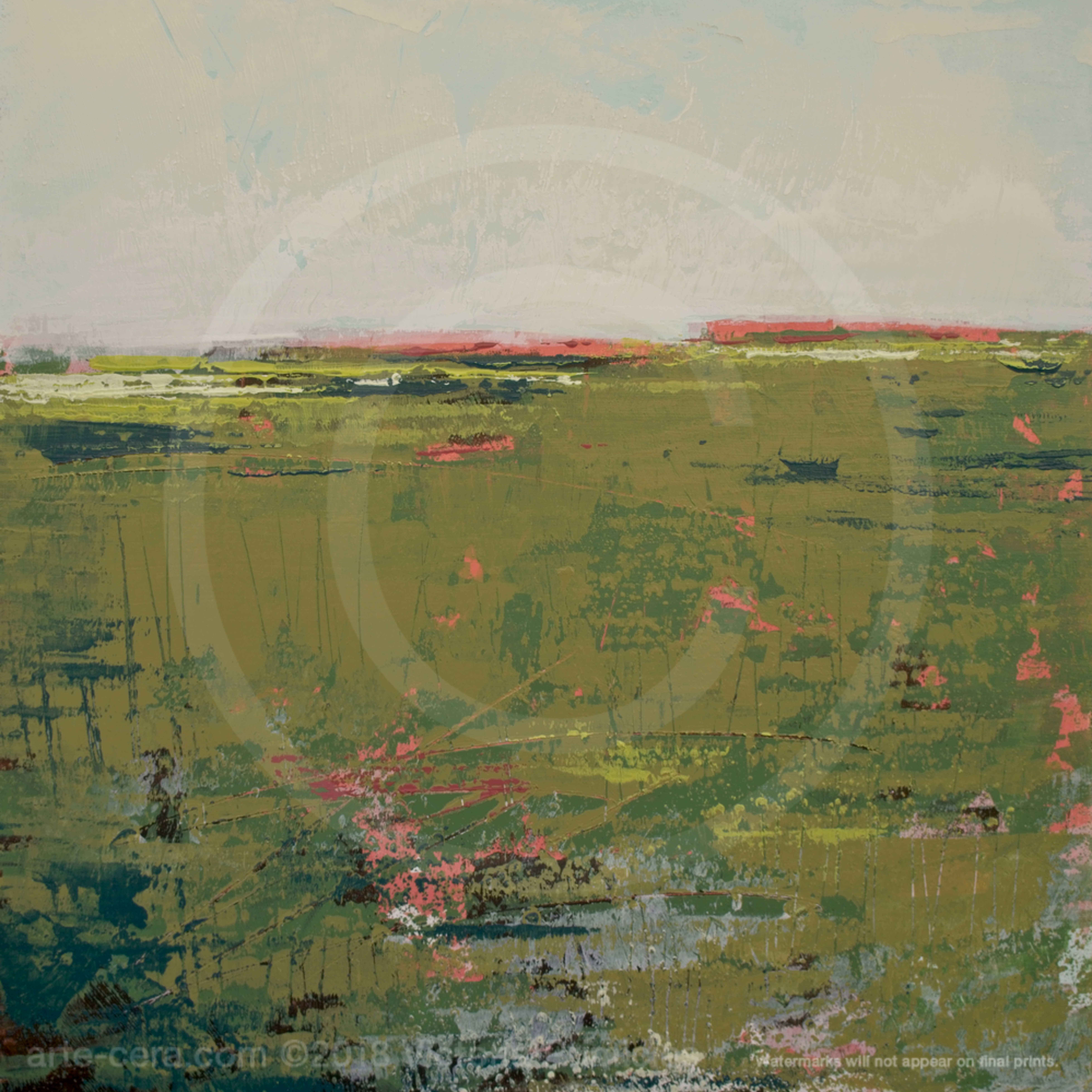 Brassy Pastures Abstract Landscape Paintings Wall Art