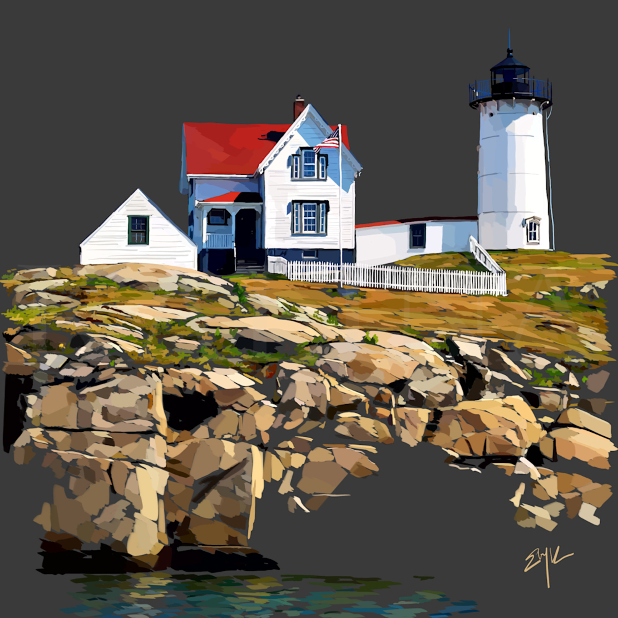 Nubble Lighthouse Nubble Painting Lighthouse