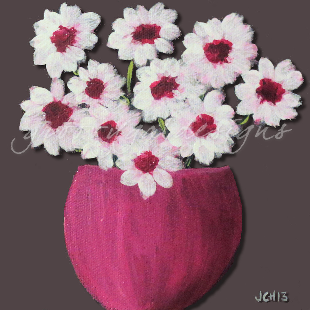 White flowers in cherry vase ya6vfm