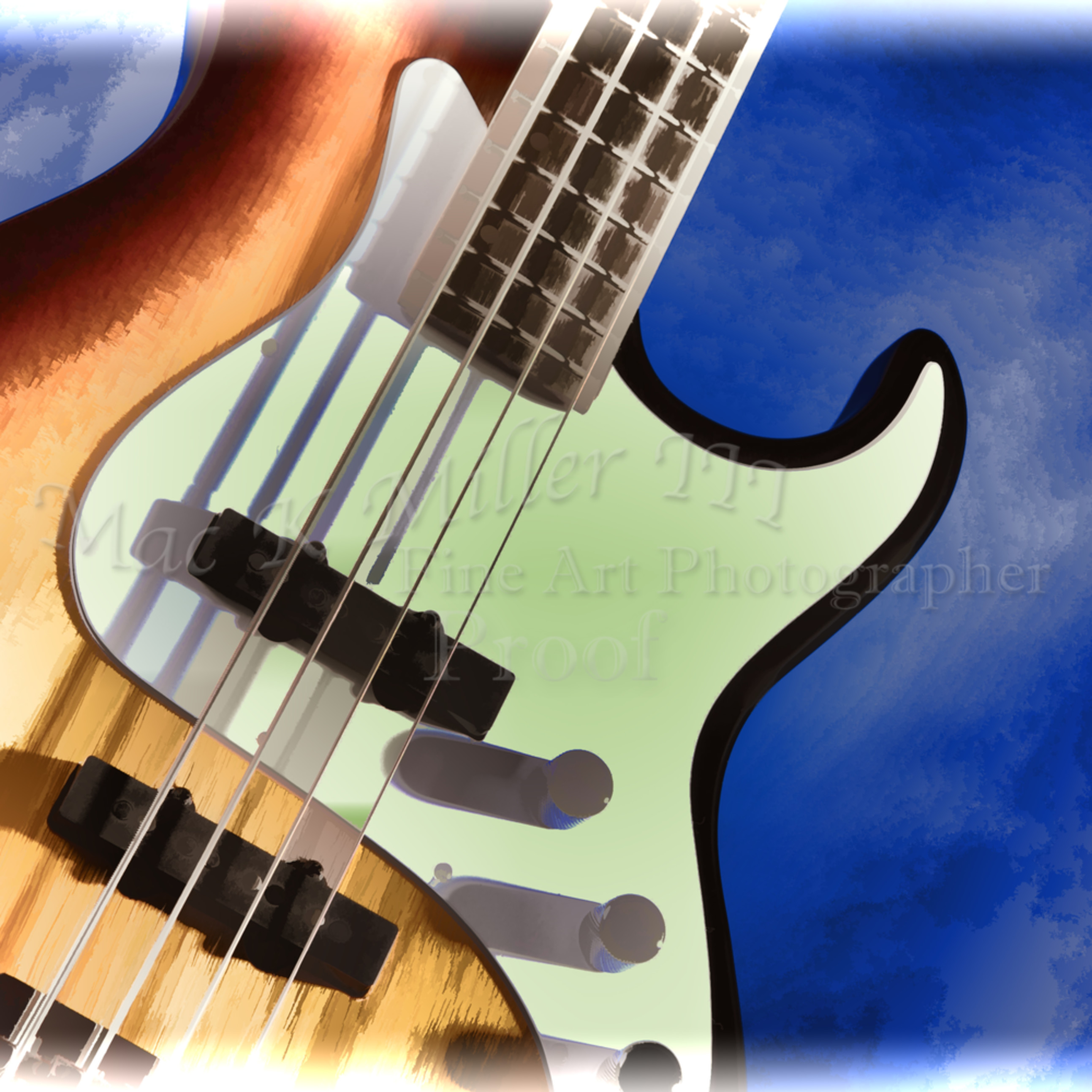 Electric Bass Guitar Image Painting Iin Color 3320 02