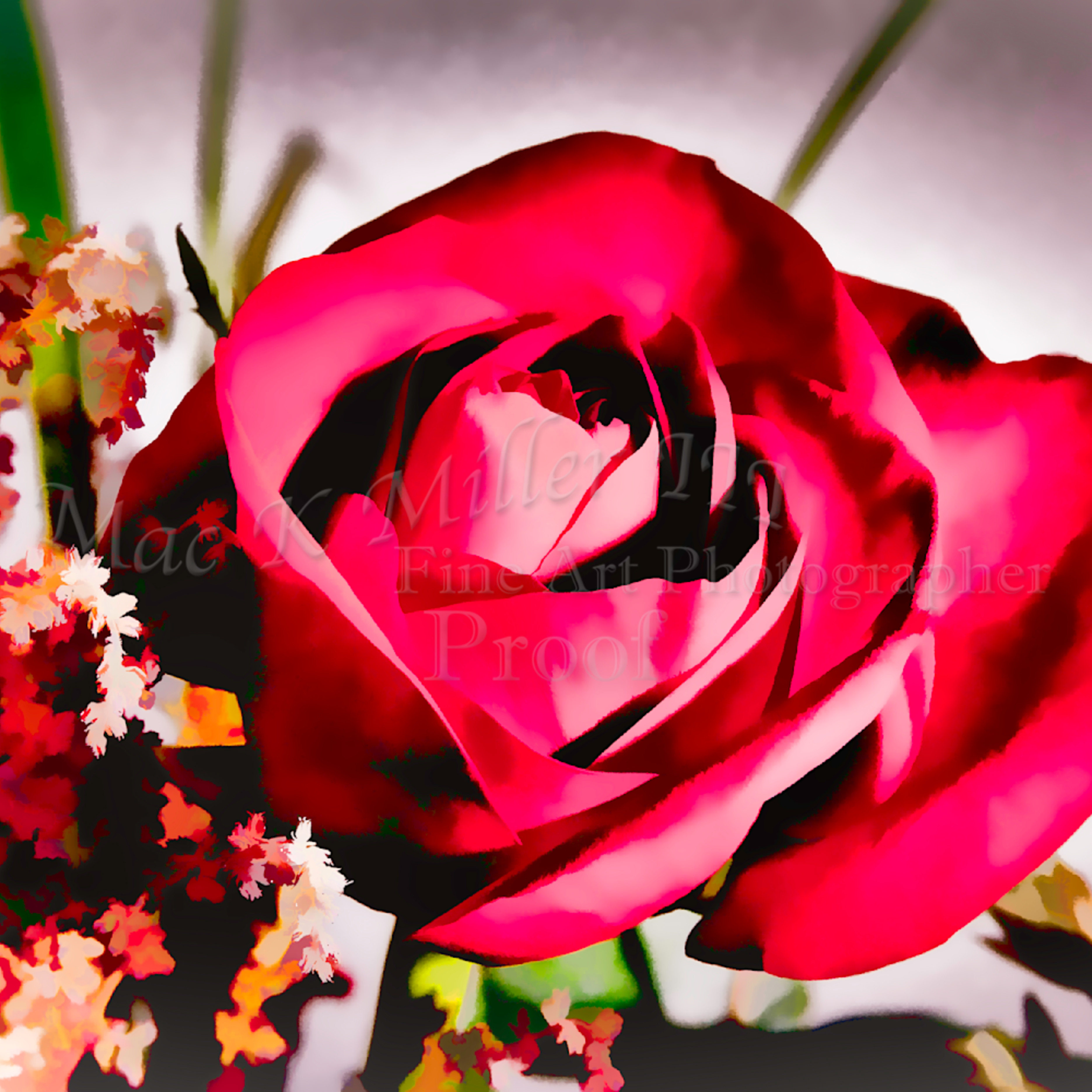 Wall Art Red Rose Painting 3186 02