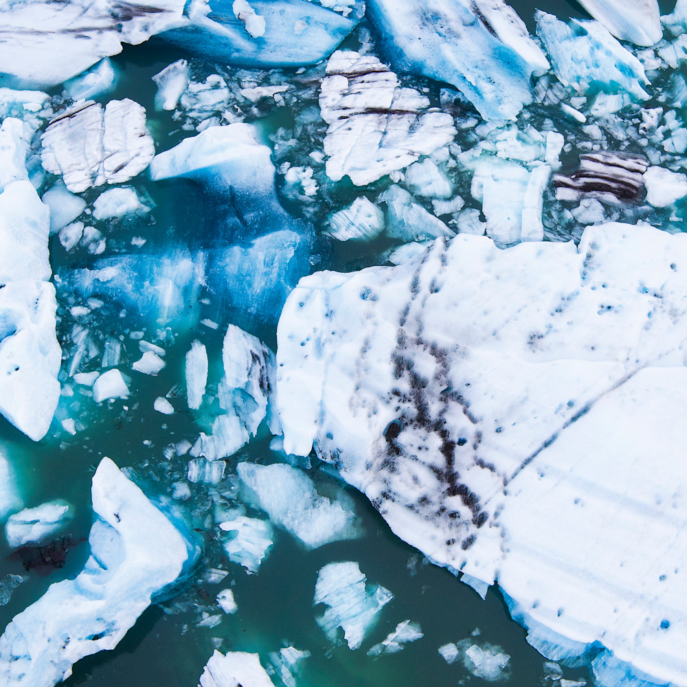Jokulsarlon glacier lagoon ice aerial pano tvfgtd