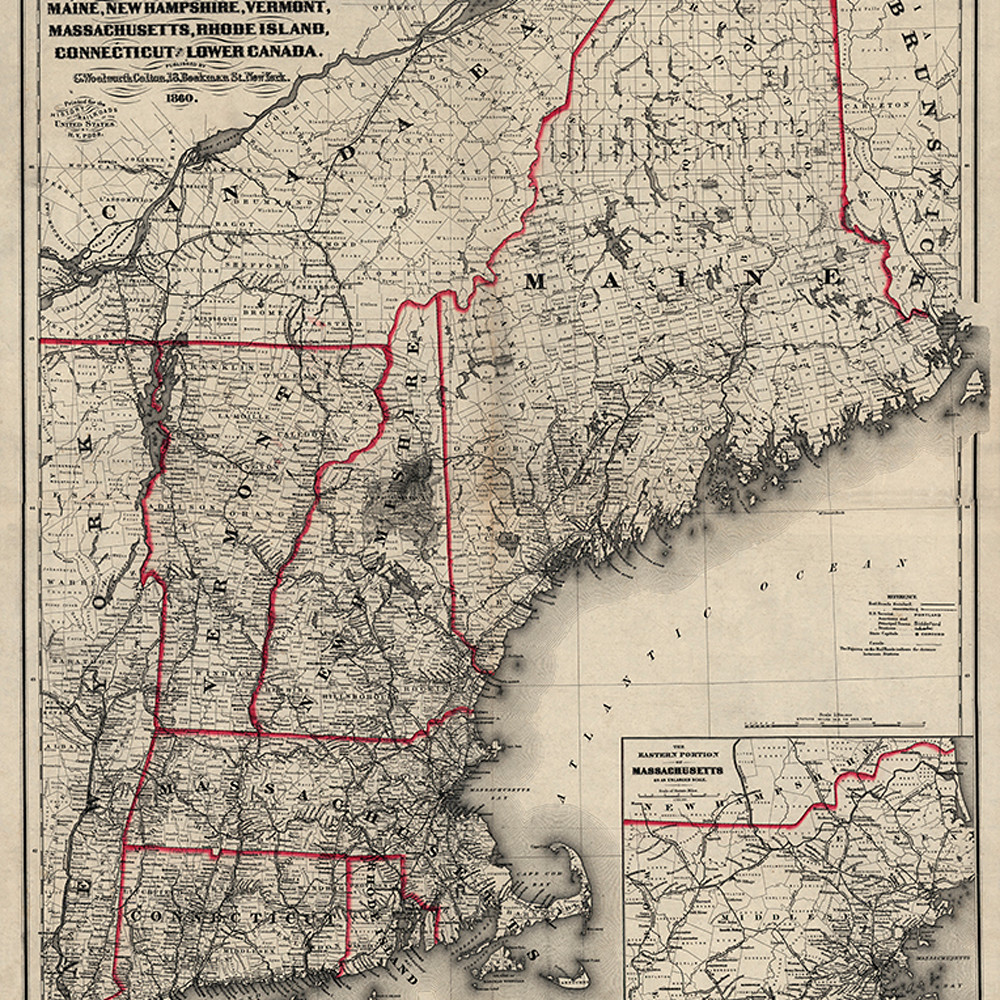 Central New England Railroad Map New England Railroad Map 1860