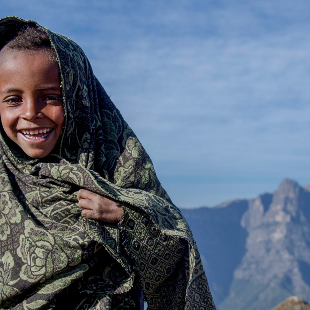 Ethiopian boy with blanket wquneh