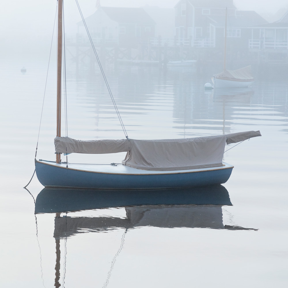 Foggy dawn nantucket harbor vertical sailboat xtfiuk