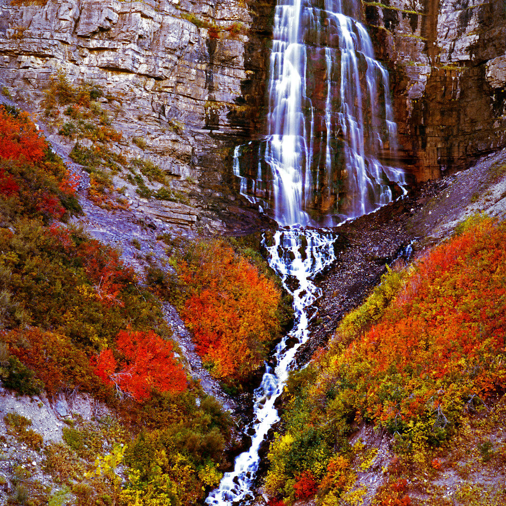 Bridal Veil Falls In Provo Canyon Utah In Autumn