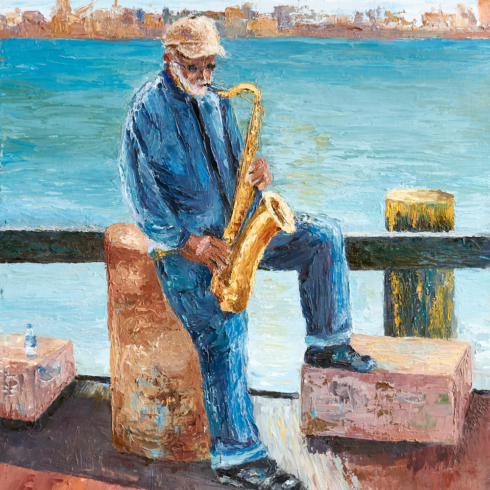 Sax player at savannah riverfront hnwgua