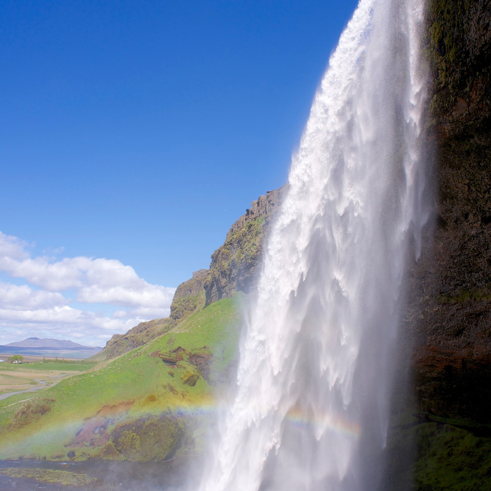 Rainbow falls seljalandsfoss waterfall near reykjavik iceland byglkd