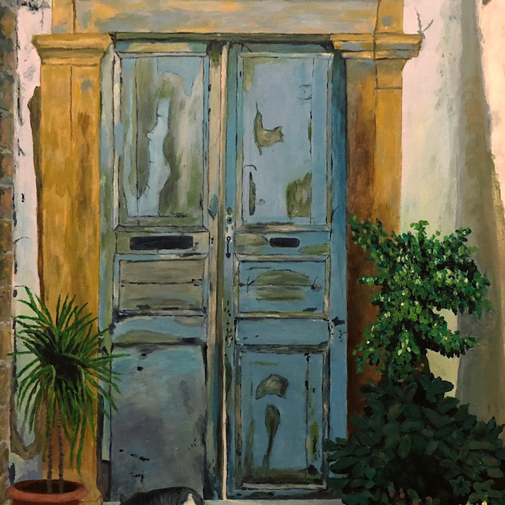 Patmos doorway with cat fnwhyi