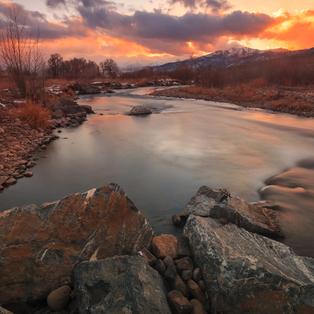 Winter sunset at the provo river heber valley eeyyjb