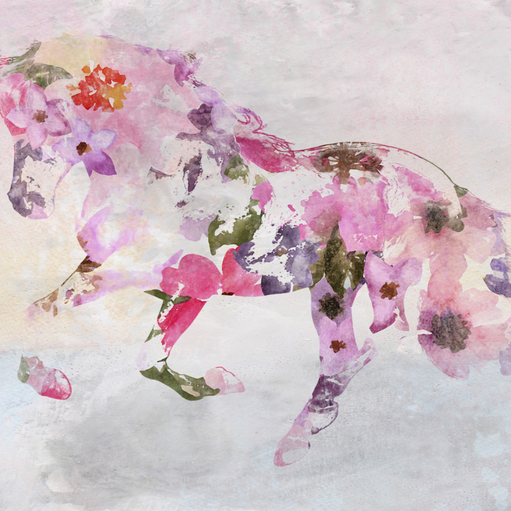 Pink floral horse oh3iv4