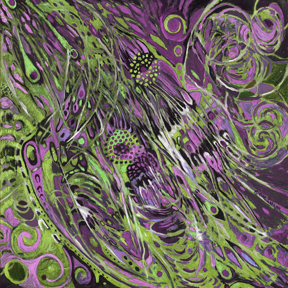 Swirls purple green 24x24 quel5i