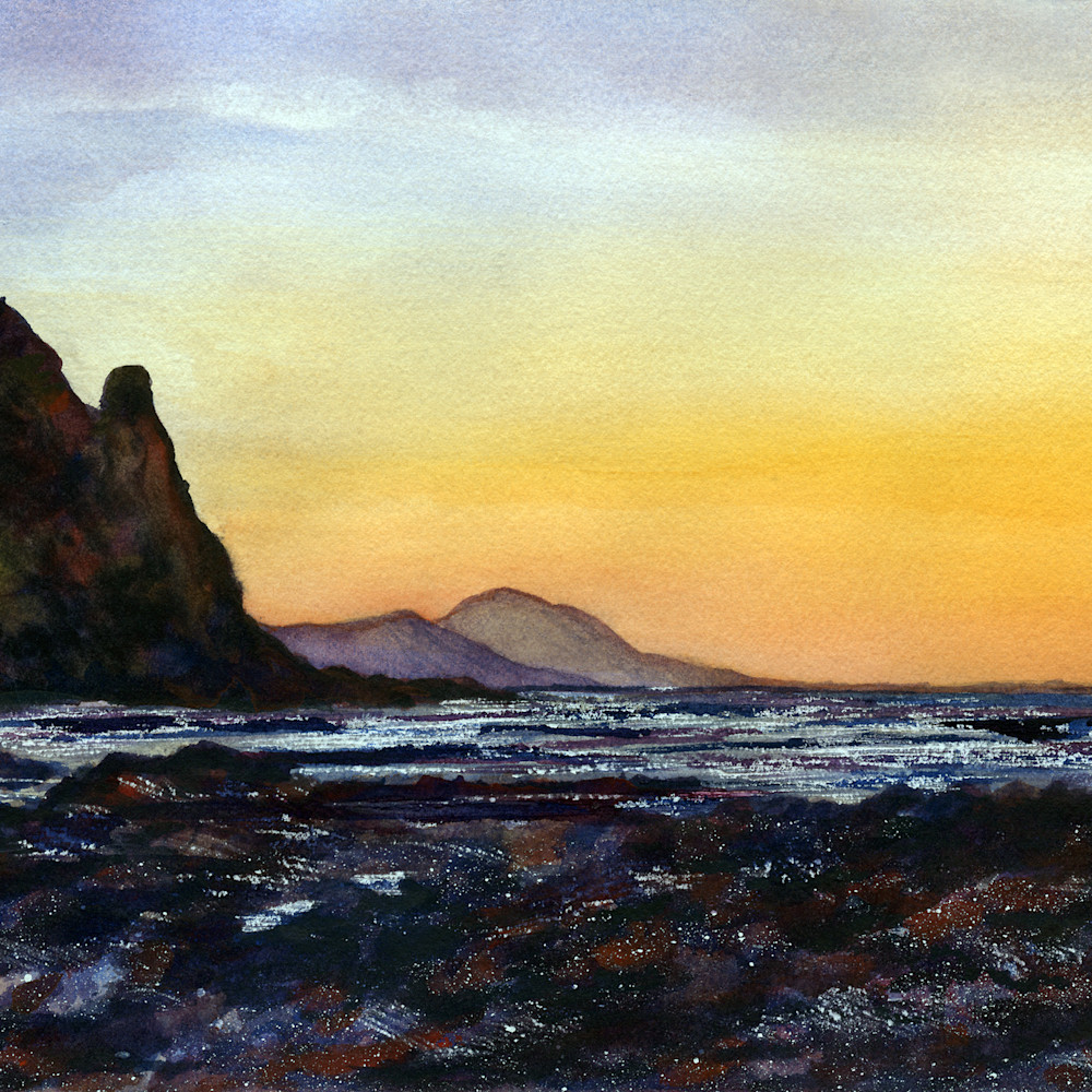 Sunset at inishowen   watercolour on panel   8.5 22 x 17.75 22 rptfja