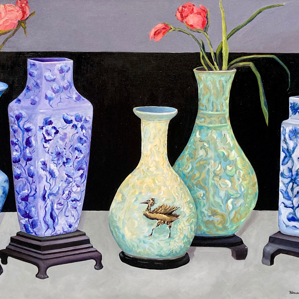 5 blue vases in waiting voreij