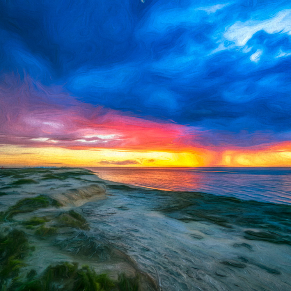 Beach walk at sunset   impressionistic vh4uyr