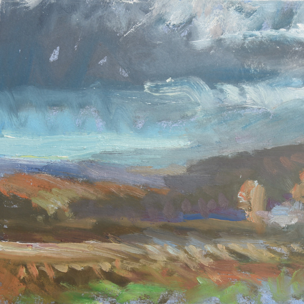 Storm on route 61. oil on paper panel 8 22x10 22 copy laf520