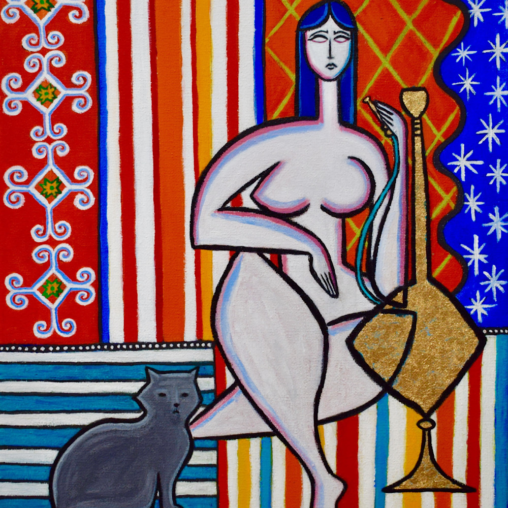 Odalisque with gray cat painting paul zepeda jydtgk