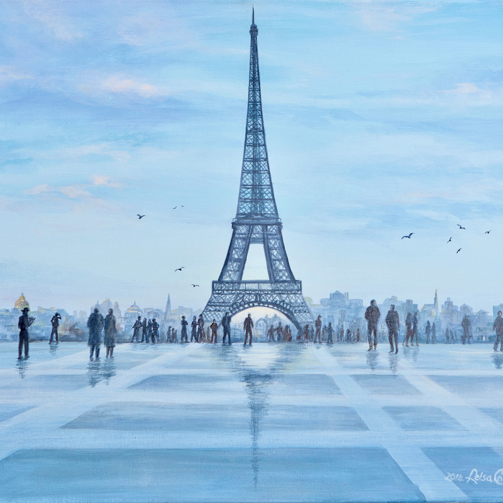 Iconic   acrylic   rainy day at eiffel tower kt0fqn