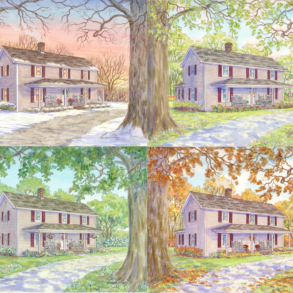 Seasons   a century of 4 seasons farmhouse collage   four seasons country art x4 updwxi