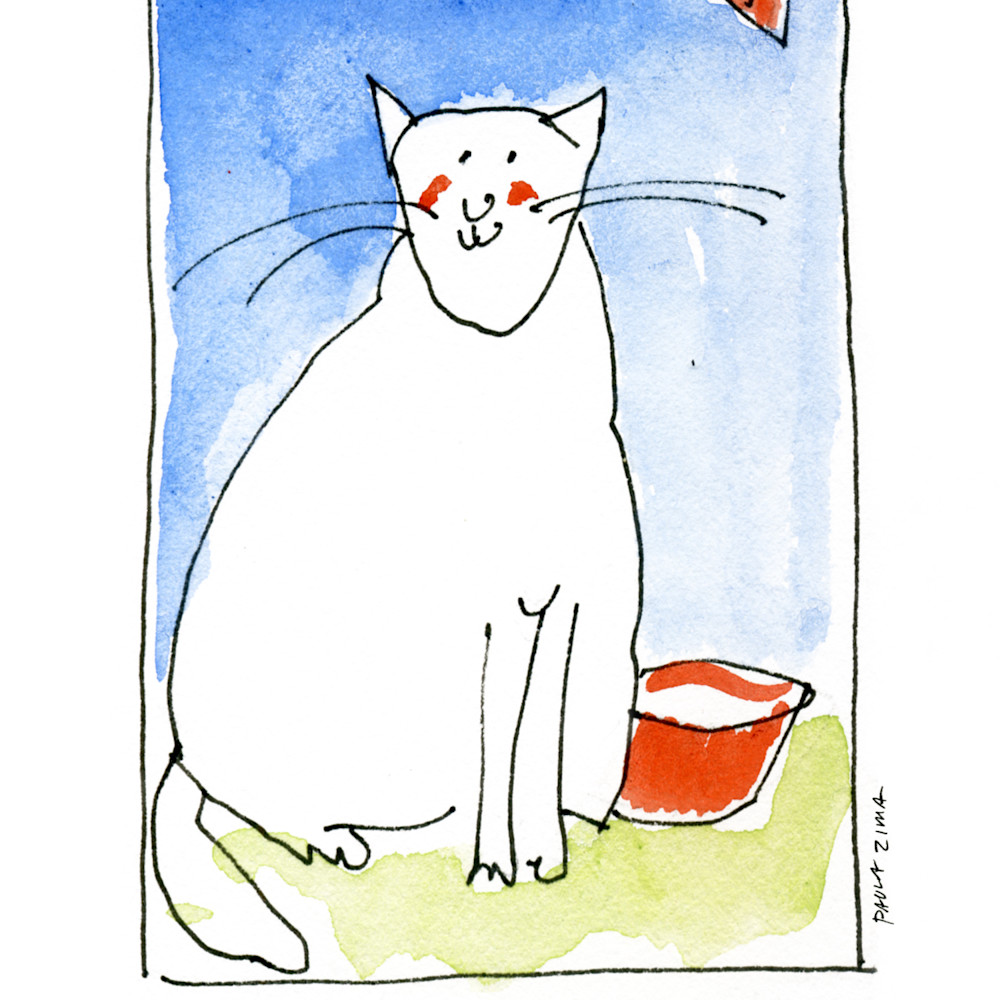 Cat and a bowl greeting 5x7 mlrgvt