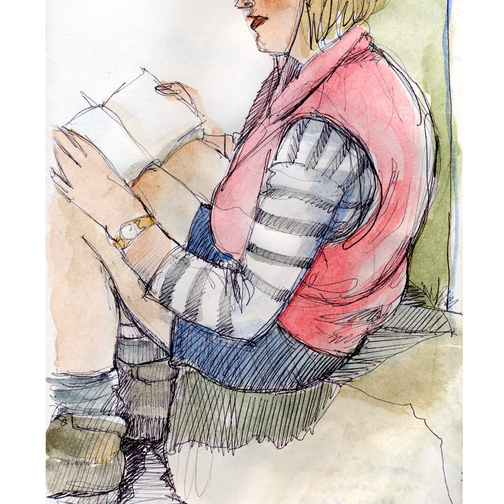 Hiker reading a nice book greeting 5x7 iv0cak
